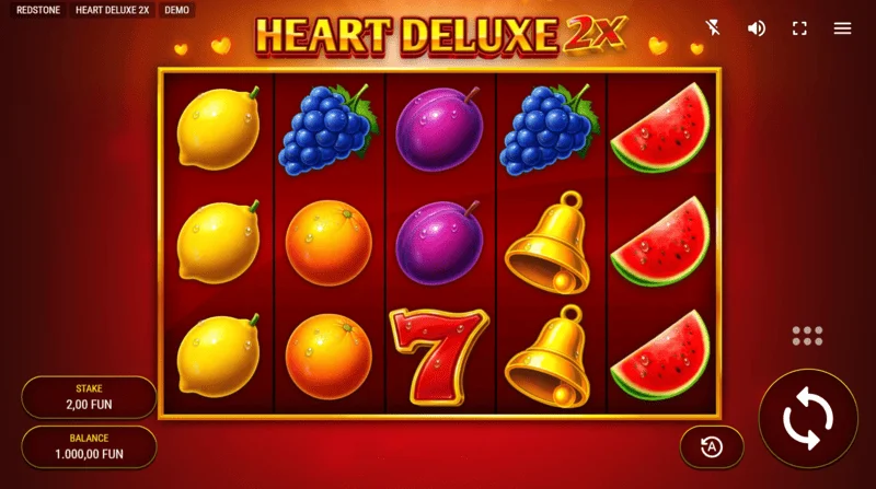 Heart Deluxe 2x - екран за играње со 5×3 ролни