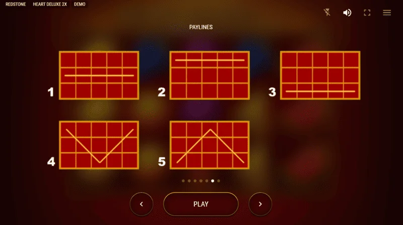 Heart Deluxe 2x - шема на пет добитни линии од лево кон десно