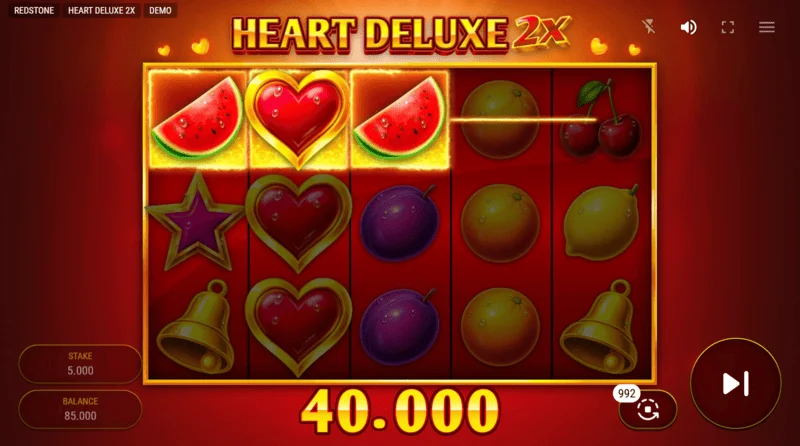 Heart Deluxe 2x - добитна комбинација со Wild на ролната